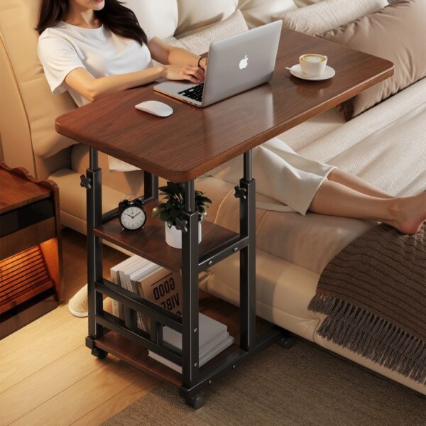 adjustable c shaped side table with wheels, high quality height adjustable bedside computer table desk student beside table dormitory bed table laptop table