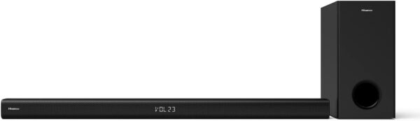 hisense hs218 2.1channel sound bar with wireless subwoofer – 200w dolby audio (hdmi arc, bluetooth, usb, optical)