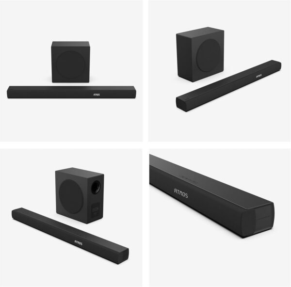 hisense ax3100q 3.1ch sound bar with wireless subwoofer, dolby atmos, dts:x, bluetooth 5.3, roku tv ready, hdmi/aux/arc/optical/usb, ezplay, 7 eq modes