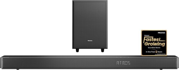hisense ax3120g 3.1.2 channel soundbar – 360w dolby atmos with wireless subwoofer | hdmi arc, optical, aux, and usb support