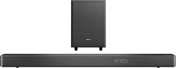 hisense soundbar 360w 3.1.2 channel ax3120g, 360w soundbar, 3.1.2 channel soundbar, dolby atmos soundbar, dts soundbar, wireless subwoofer, bluetooth with wireless subwoofer and up firing speakers
