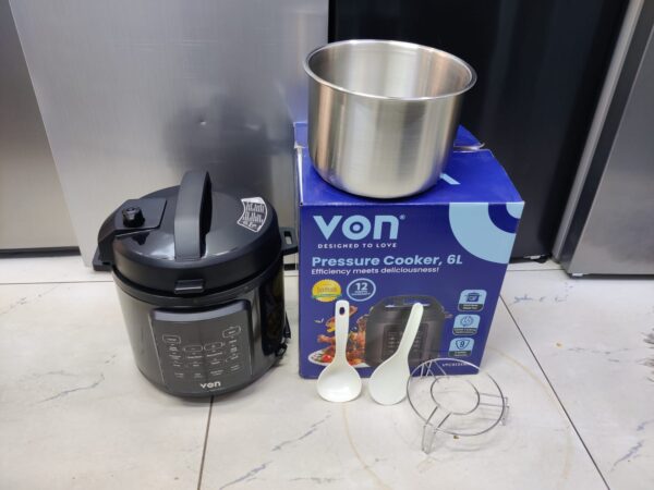von 6l large capacity electric pressure cooker, 9 safety protection systems, digital led control panel, 15 in 1 cooking functions – vscp60mmx (1000w) |
