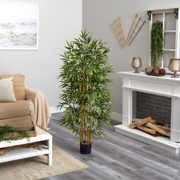 6ft artificial bamboo tree – 180cm realistic faux plant for home & office decor | realistic silk bamboo leaves | indoor decorative plant