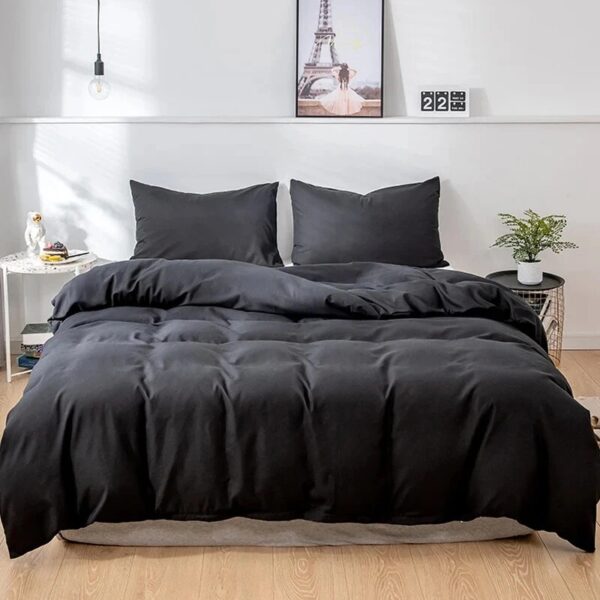 plain double sided color cotton duvet cover 4 pc set ➖2 pillowcases ➖1 bedsheet ➖1 duvet cover, for 6 by 6 bed