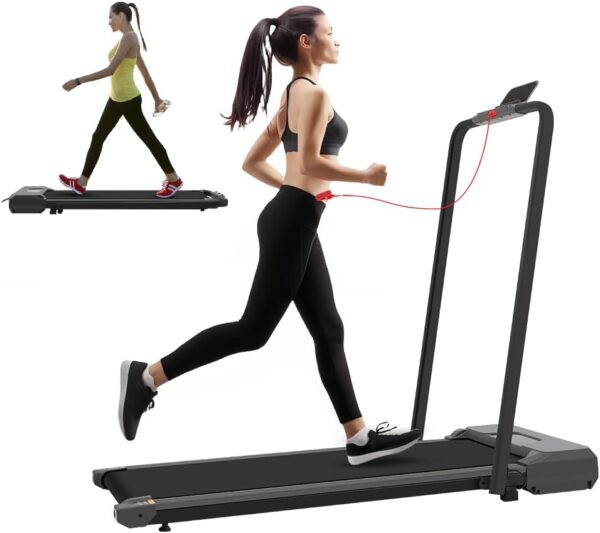 walking pad treadmill with handle bar and adjustable incline, compact portable treadmills for home office, 3hp quiet anti slip under desk treadmills, 0 8 km remote speed control