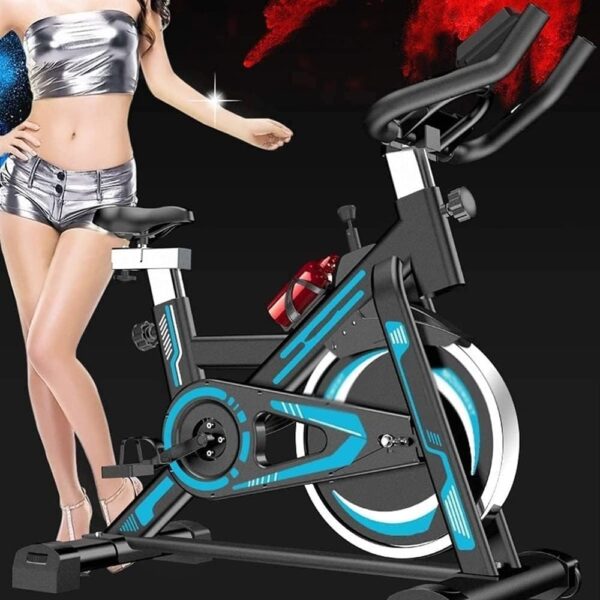 gym master cycling fitness magnetic bikes body building cycle exercise indoor commercial spinning bike/magnetic resistance/adjustable seat/lcd display bike for home cardio exercise, sport spinning spin bike also known as an exercise bike or stationary bicycle 35kgs 85051, black/blue