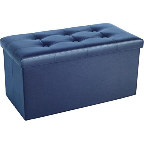 foldable storage ottoman faux leather, 78x38x38cm, supports 350lbs, ideal for living room & bedroom