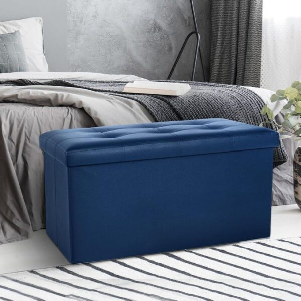 foldable storage ottoman – faux leather (78 × 38 × 38 cm), strong load capacity (up to 350lbs), multi room use, hidden storage space