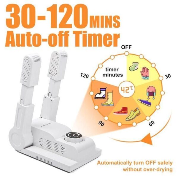 shoe /boots /socks drier /odor dehumidifier with 24 hour delay timer, boot dryer for work boots, portable boot glove shoe dryer and warmer with 24 hour delay timer, auto off timer, folding design and smart panel