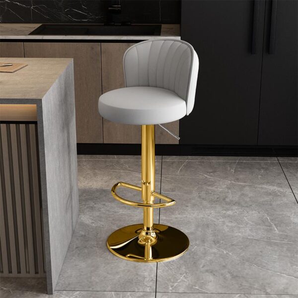 modern adjustable swivel counter stool with leather backrest, luxury european leather bar chairs kitchen nordic home metal high stools modern bar furniture decoration bar stool