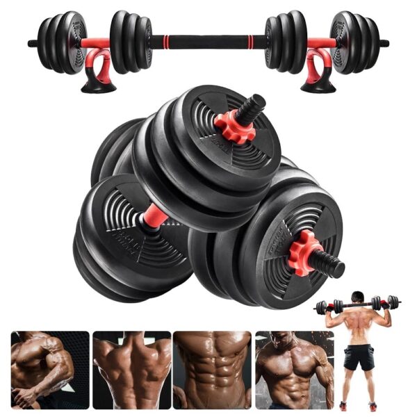 adjustable 6 in 1 dumbbell barbell kettlebell set 50kg weight lifting workout for home gym fitness strength training for men women full body training gym, adjustable weights dumbbell set exercise dumbbells weights sets with handle kettlebell for whole body workout at home gym