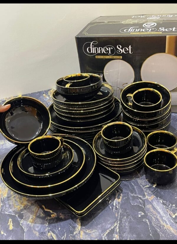 32pcs european ceramic tableware set modern home bowl gold rim creative fruit creative combination plates dishes, elegant european ceramic dinner set, 32pcs dinner set, 6pcs dinner plates 10'inch ▶️6pcs side plate 8' inch, 6pcs soup bowls 6' inch ,6pcs mugs 220ml ,6pcs cup saucers, platter ×2 (rectangular)