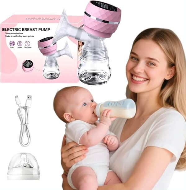 electric breast pump for baby feeding, noise reduction, usb rechargeable, 9 speed adjustment, 106° wide angle flange, bpa free, portable electric breast pump, 180ml capacity and multiple suction levels, safe & portable, (pack of 1,random color)