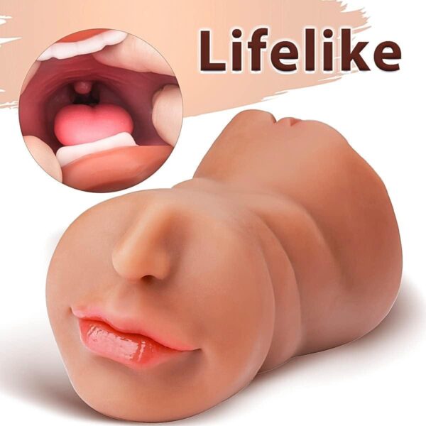 3 in 1 pocket p* male masturbators with lifelike face, sex doll with realistic textured mouth vagina and tight anus