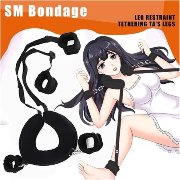 bdsm bondage restraints sex toys, bed restraints kit with soft u shaped pillow & handcuffs neck to ankle, sex straps adjustable cuffs bdsm toys for couples sex bondage restraints set