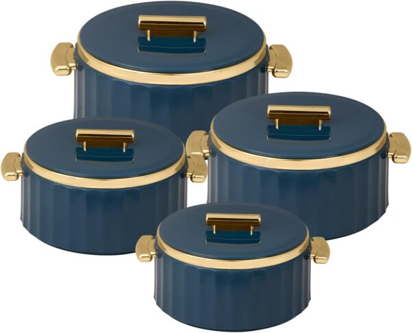 selvel camry 4 piece insulated hot pot set classic blue casseroles/serving bowls/hot food containers, keeps meals hot & fresh for hours* capacities* •1000ml •1500ml •2500ml •3500ml (1l, 1.5l, 2.5l, 3.5l)