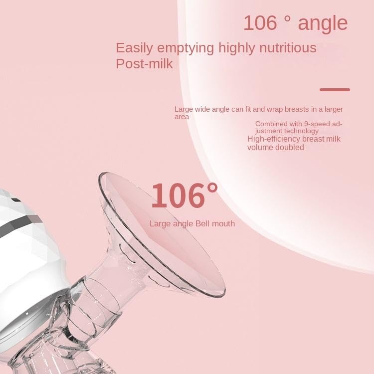 electric breast pump for baby feeding, noise reduction, usb rechargeable, 9 speed adjustment, 106° wide angle flange, bpa free, portable electric breast pump, 180ml capacity and multiple suction levels, safe & portable, (pack of 1,random color) electric breast pump for baby feeding, noise reduction, usb rechargeable, 9 speed adjustment, 106° wide angle flange, bpa free, portable electric breast pump, 180ml capacity and multiple suction levels, safe & portable, (pack of 1,random color)