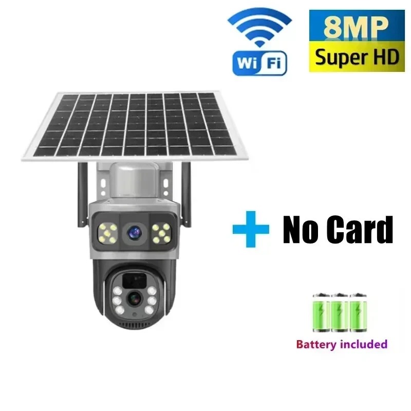 4g ptz 360 cctv camera with alarm, energy devices 5g dual lens solar security camera with 4g/5g sim support, 360° ptz view, night vision, motion detection, two way audio, ip66 waterproof, low power consumption, and mobile app control
