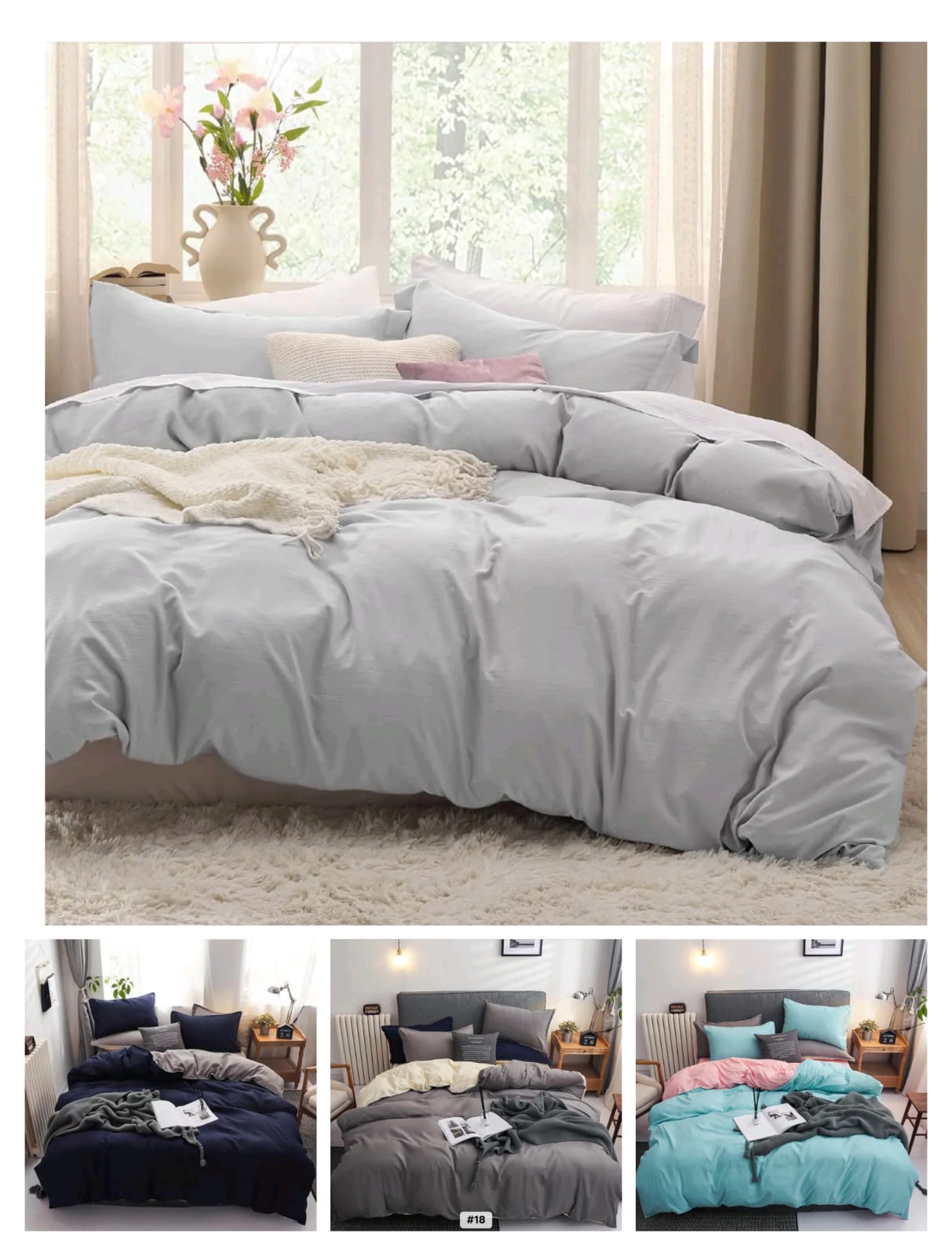 plain double sided color cotton duvet cover 4 pc set ➖2 pillowcases ➖1 bedsheet ➖1 duvet cover, for 6 by 6 bed plain double sided color cotton duvet cover 4 pc set ➖2 pillowcases ➖1 bedsheet ➖1 duvet cover, for 6 by 6 bed