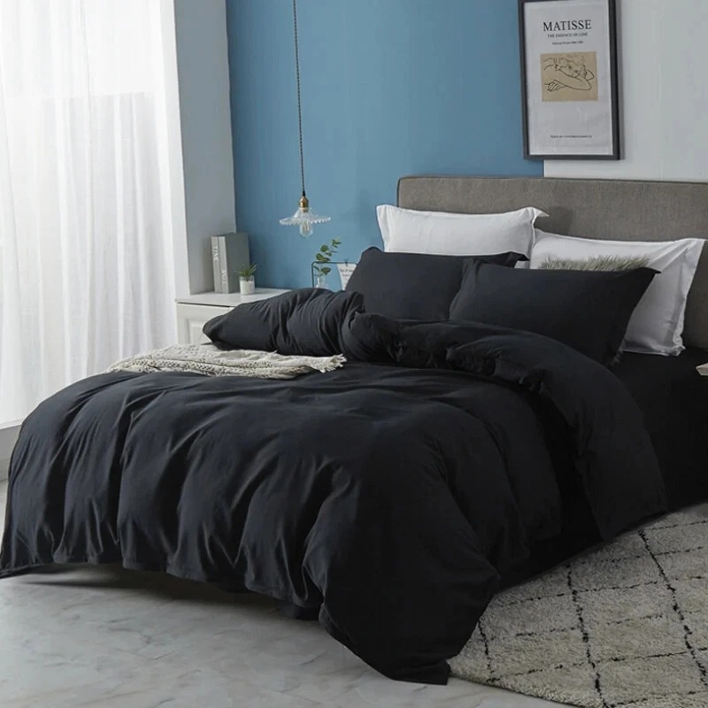 plain double sided color cotton duvet cover 4 pc set ➖2 pillowcases ➖1 bedsheet ➖1 duvet cover, for 6 by 6 bed plain double sided color cotton duvet cover 4 pc set ➖2 pillowcases ➖1 bedsheet ➖1 duvet cover, for 6 by 6 bed