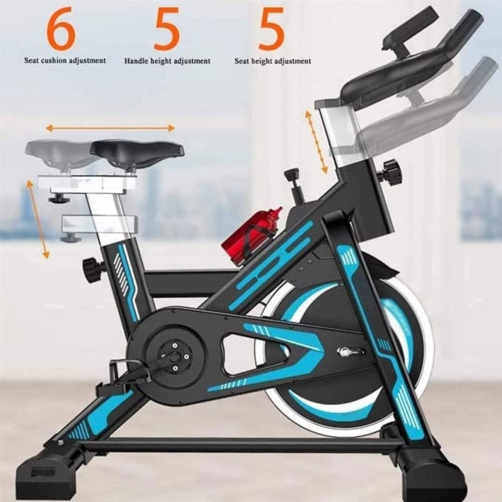 euromax spin bike, exercise bike stationary bike, silent belt drive indoor cycling bike, lcd digital monitor, comfortable seat cushion for home gym exercise, black/blue euromax spin bike, exercise bike stationary bike, silent belt drive indoor cycling bike, lcd digital monitor, comfortable seat cushion for home gym exercise, black/blue