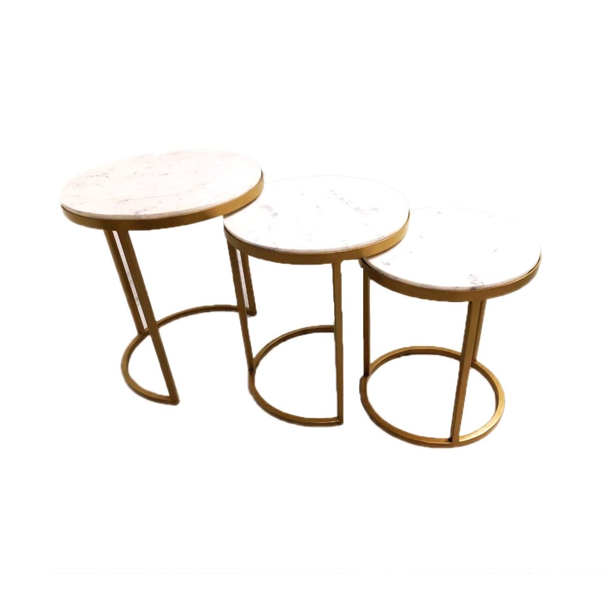 white & gold 3 in 1 luxury glass effect top nesting tables set of 3 pieces, round coffee table, ceramics glass top, strong gold metal frame for living room, office, sofa side (white/gold, nesting table) white & gold 3 in 1 luxury glass effect top nesting tables set of 3 pieces, round coffee table, ceramics glass top, strong gold metal frame for living room, office, sofa side (white/gold, nesting table)