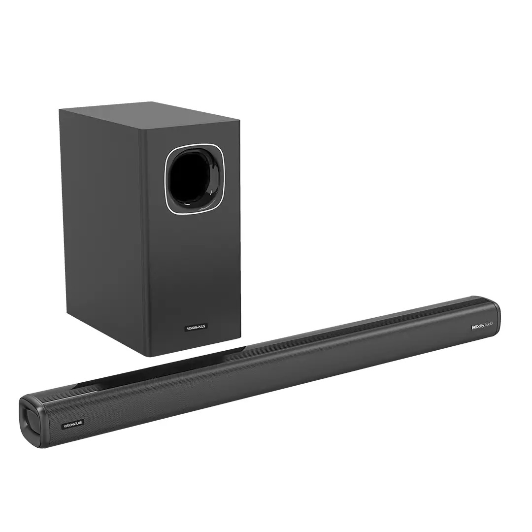 vision plus vp2121sb 450w soundbar with wireless 6.5" subwoofer, dolby audio, bluetooth 5.3 sound pro 450 2.1ch wireless soundbar black vision plus vp2121sb 450w soundbar with wireless 6.5" subwoofer, dolby audio, bluetooth 5.3 sound pro 450 2.1ch wireless soundbar black