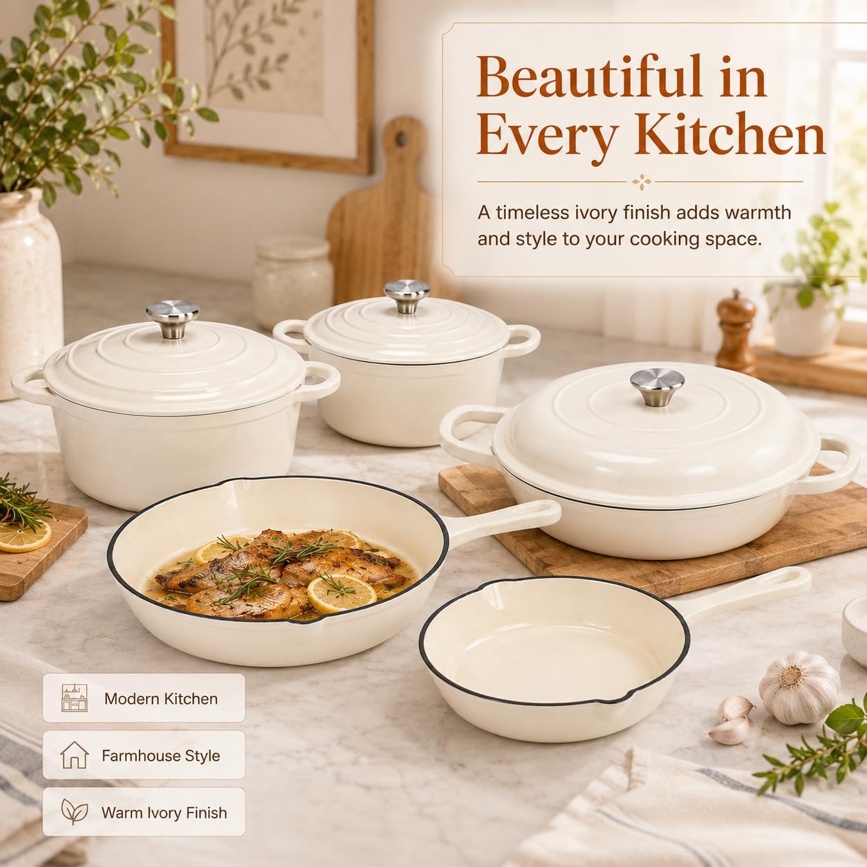 pure white 7 piece heavy weight cast iron cookware set β enamel coated dutch ovens & frying pan with lids β oven safe, induction ready, non stick for gas, electric & ceramic, 7pcs enamel cast iron cookware good quality pure white 7 piece heavy weight cast iron cookware set β enamel coated dutch ovens & frying pan with lids β oven safe, induction ready, non stick for gas, electric & ceramic, 7pcs enamel cast iron cookware good quality