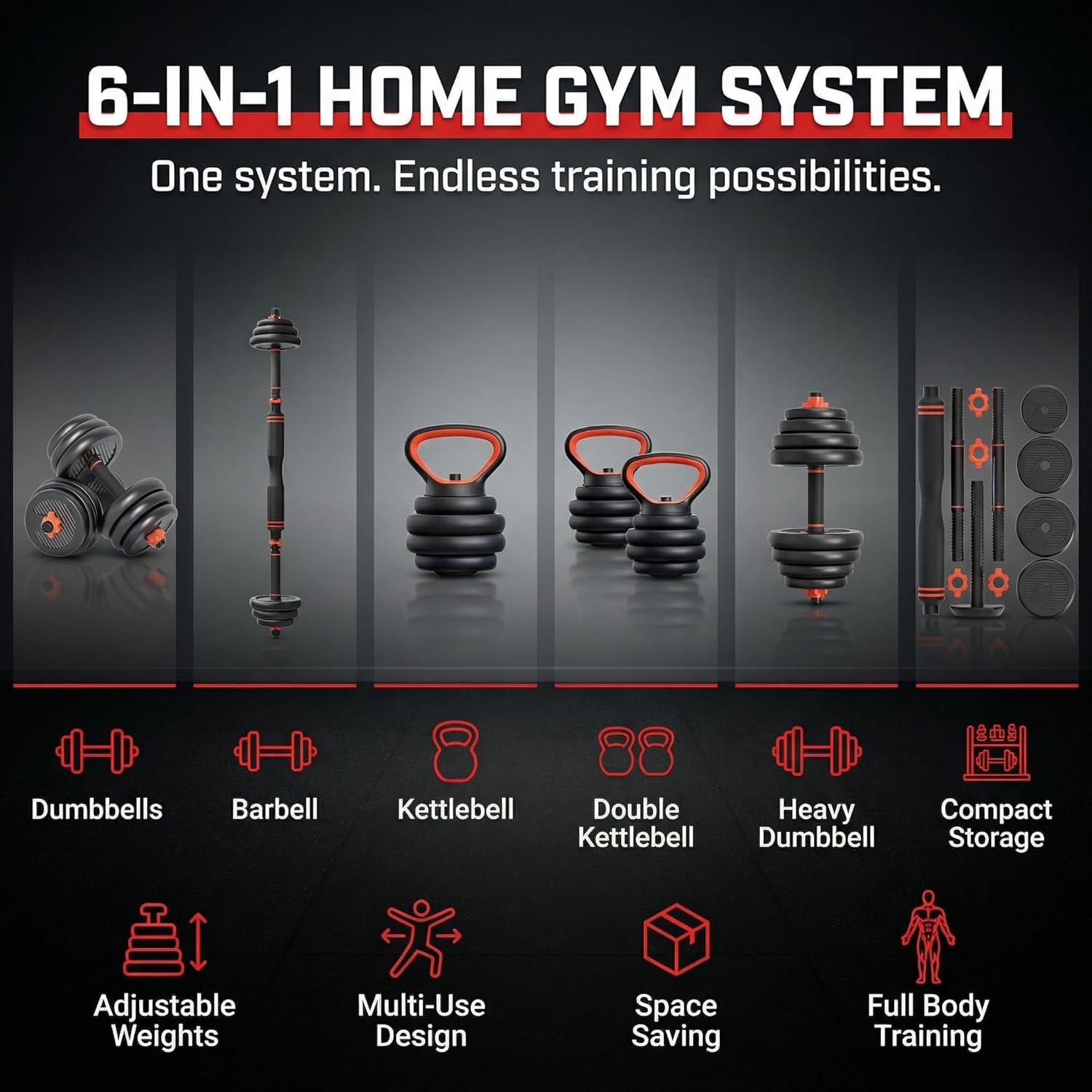 6 in 1 adjustable dumbbells set 30kg free weights exercise barbell with kettlebell handle and connecting rod for whole body workout at home gym for men women full body training gym 6 in 1 adjustable dumbbells set 30kg free weights exercise barbell with kettlebell handle and connecting rod for whole body workout at home gym for men women full body training gym