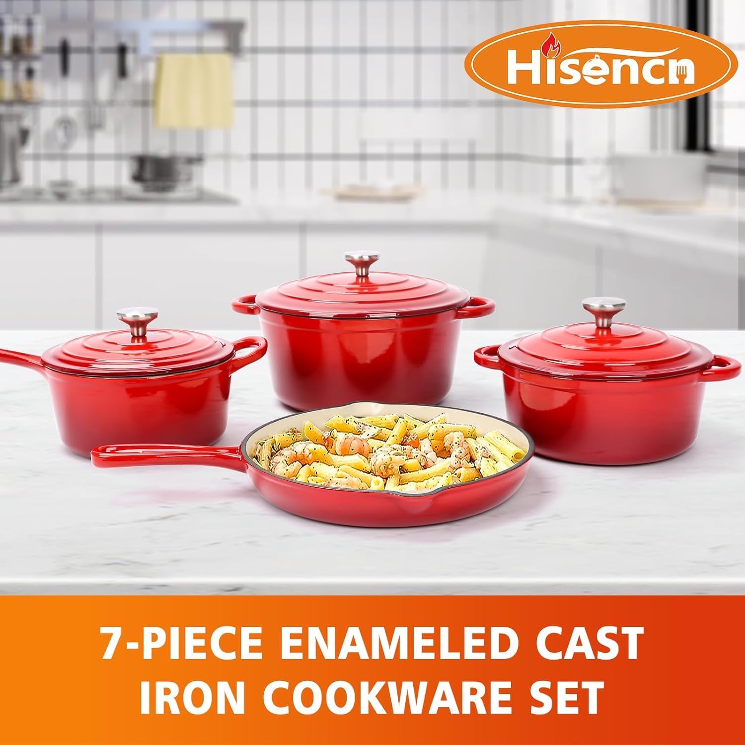 orange enamel cast iron cookware set 7 piece set of dutch ovens, sauce pan, skillet, 3 lids, dutch oven set, ceramic coated cast iron, heavy duty, gas/induction compatible, 7pcs enamel cast iron cookware good quality orange enamel cast iron cookware set 7 piece set of dutch ovens, sauce pan, skillet, 3 lids, dutch oven set, ceramic coated cast iron, heavy duty, gas/induction compatible, 7pcs enamel cast iron cookware good quality