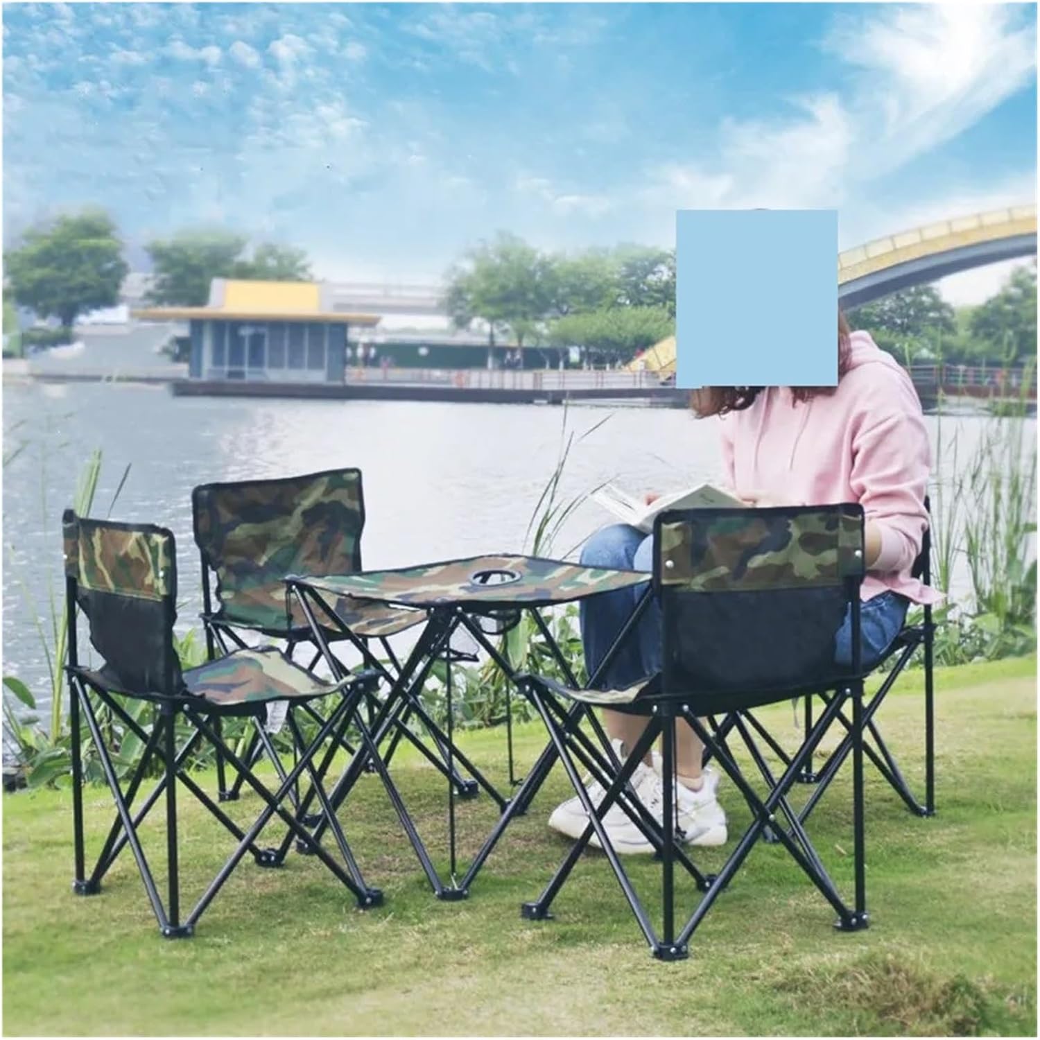 tables and chairs plastic outdoor mass folding table camping plastic folding tables and chairs adjustable (5 piece set)