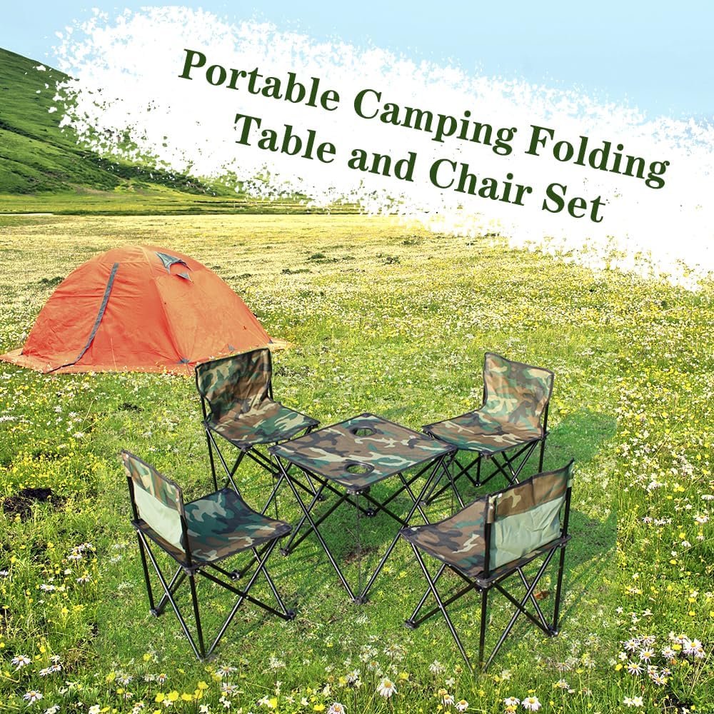 tables and chairs plastic outdoor mass folding table camping plastic folding tables and chairs adjustable (5 piece set)