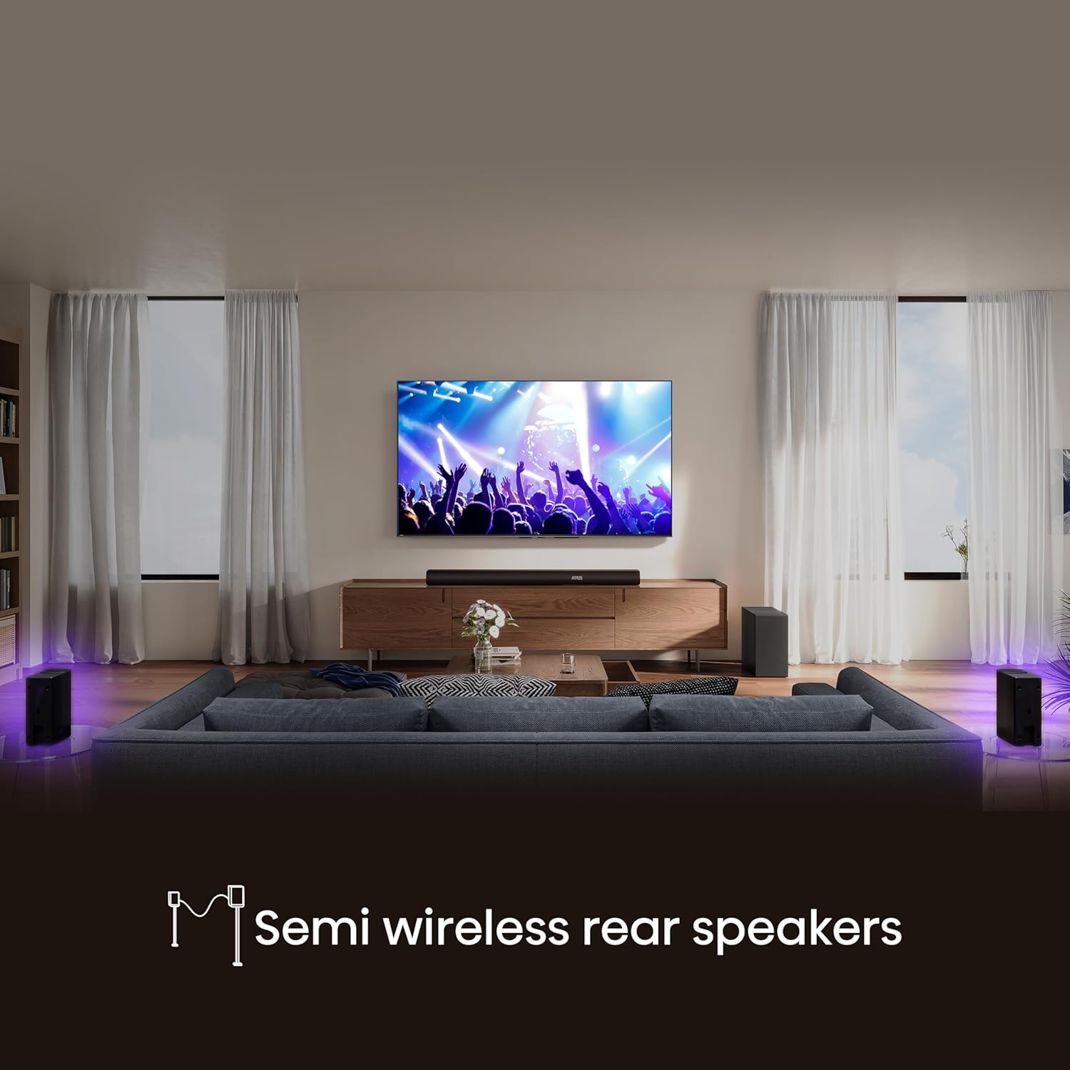 hisense ax5100q 5.1 soundbar, 580w, 8 speakers, subwoofer and semi wireless rear speakers, dolby atmos, hi concerto, hdmi earc, bluetooth 5.3, ez play hisense ax5100q 5.1 soundbar, 580w, 8 speakers, subwoofer and semi wireless rear speakers, dolby atmos, hi concerto, hdmi earc, bluetooth 5.3, ez play