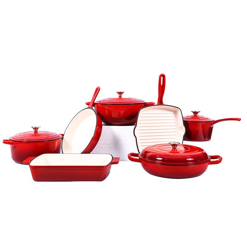 11 piece enameled cast iron cookware set – heavy duty non stick dutch ovens, skillet, grill pan, and roasting dish – oven safe, induction compatible pots and pan kitchen set, 11pcs cast iron cookware set, high quality enamel, ergonomic handles, oven safe, (rouge red) 11 piece enameled cast iron cookware set – heavy duty non stick dutch ovens, skillet, grill pan, and roasting dish – oven safe, induction compatible pots and pan kitchen set, 11pcs cast iron cookware set, high quality enamel, ergonomic handles, oven safe, (rouge red)