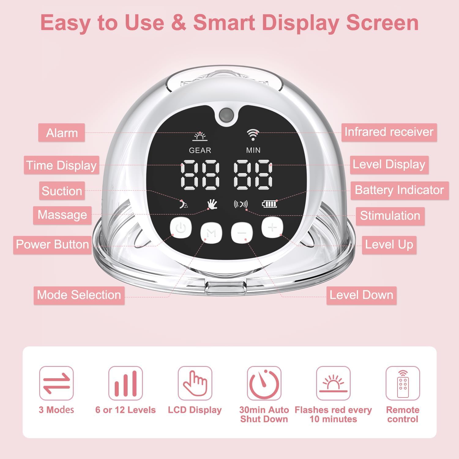 wearable hands free automatic electric breast pump โ portable breast milk collector with digital touch screen wearable hands free automatic electric breast pump โ portable breast milk collector with digital touch screen
