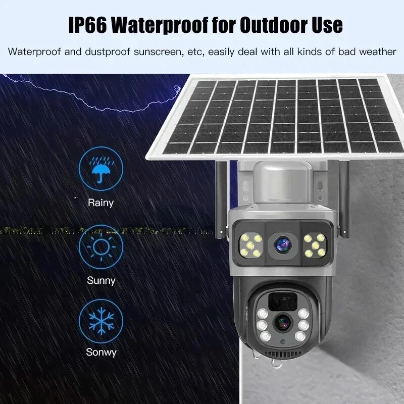 4g ptz 360 cctv camera with alarm, energy devices 5g dual lens solar security camera with 4g/5g sim support, 360° ptz view, night vision, motion detection, two way audio, ip66 waterproof, low power consumption, and mobile app control