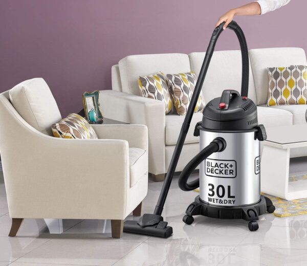 Black & Decker 1610W 30L Wet and Dry Stainless Steel Tank Drum Vacuum