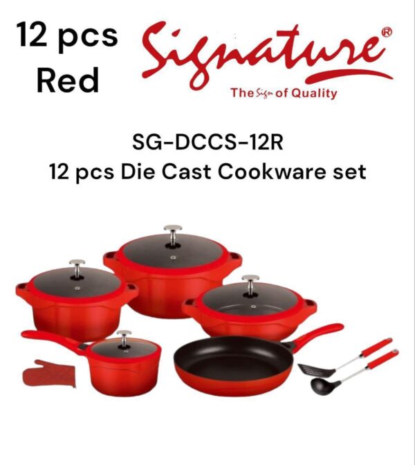 Signature 12 PCS Heavy Duty Granite Die Cast Non Stick Cooking Pots /