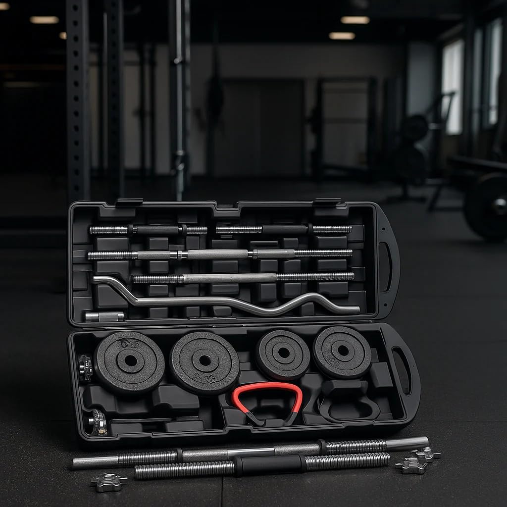 Home Gym Fitness Weightlifting 58kg Cast Iron Dumbbell Box Adjustable Black Painted Dumbbell Barbell Set for Strength Training - Image 2