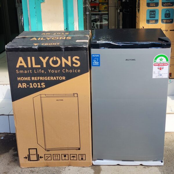 AILYONS 92L Single Door Fridge AR-101S Compact, Energy Saving, Fast Cooling Refrigerator - Silver Grey