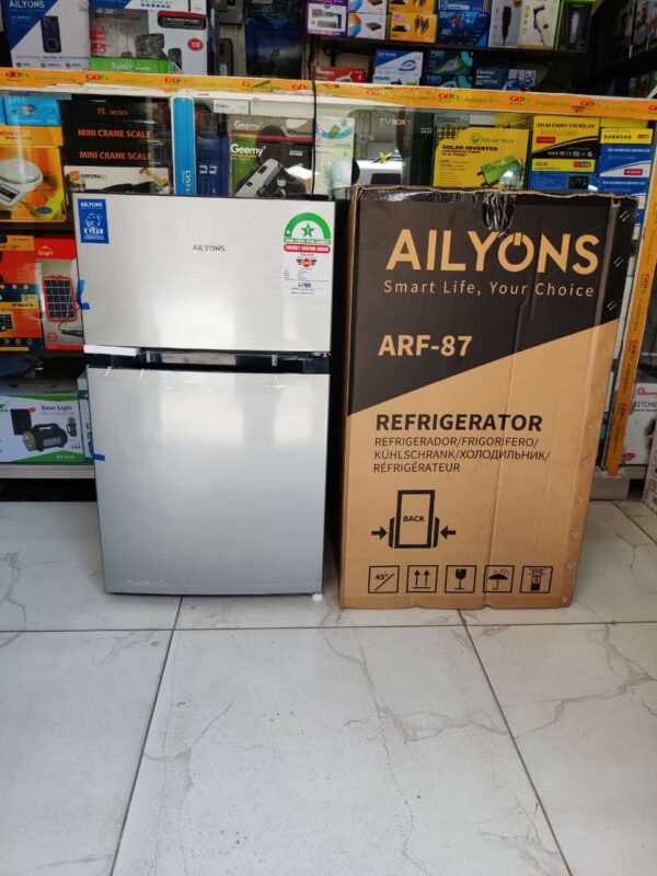 AILYONS 86L Double Door Fridge ARF-87 Refrigerator - Silver Grey