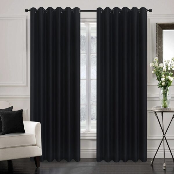 Black 3-Piece Window Curtains with Sheer - Eyelet, 2.5m