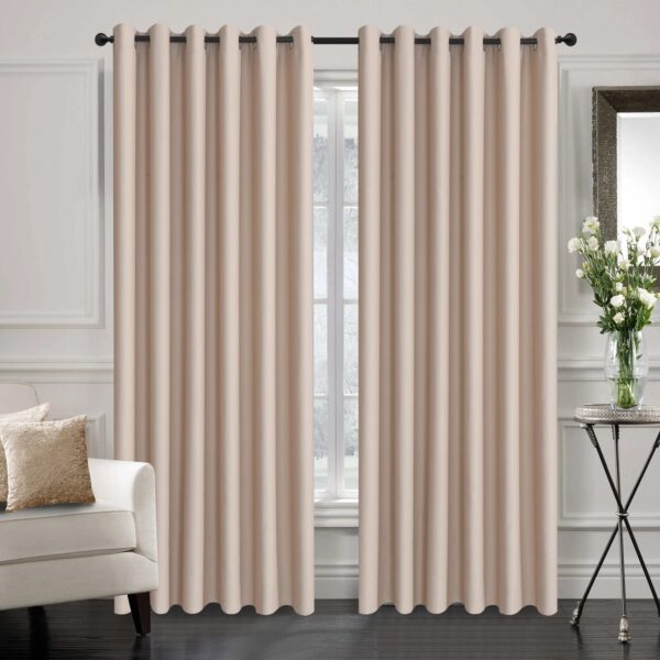 Beige 3-Piece Window Curtains with Sheer - Eyelet, 2.5m
