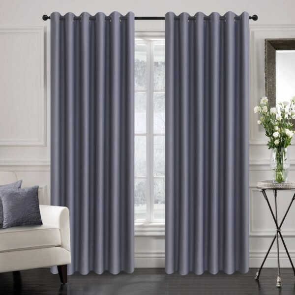 Grey 3-Piece Window Curtains with Sheer - Eyelet, 2.5m