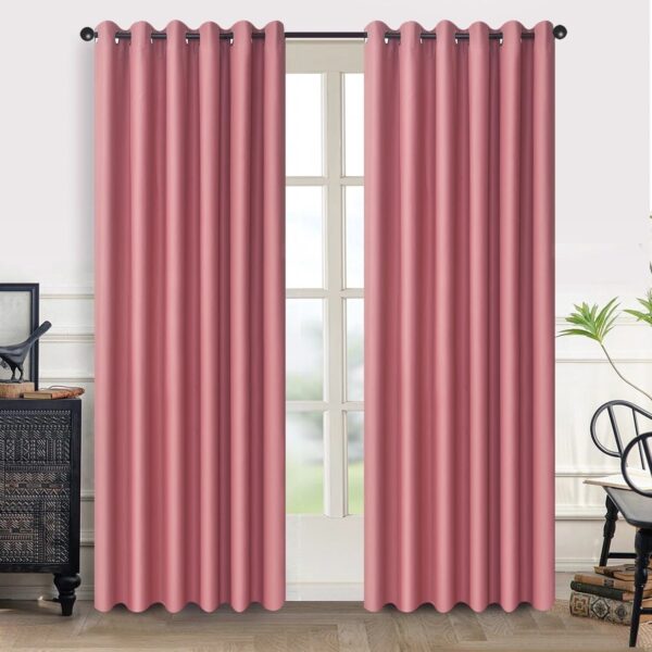 Blush Pink Mustard 3-Piece Window Curtains with Sheer - 2.5m