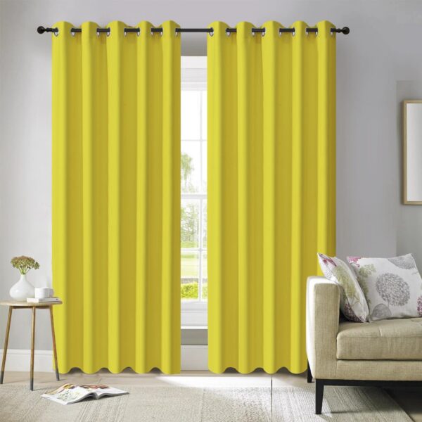 Light Mustard 3-Piece Window Curtains with Sheer - Eyelet, 2.5m