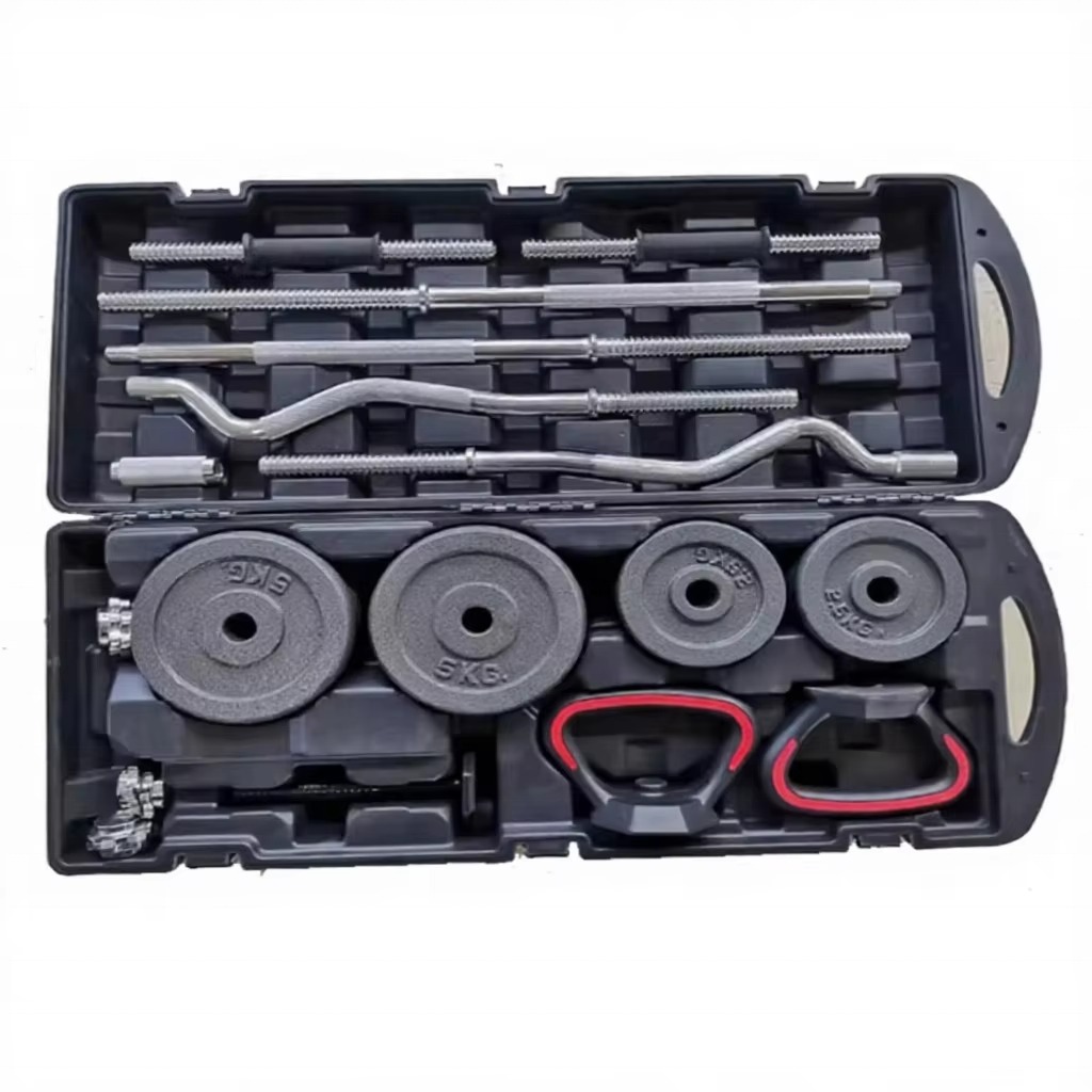 Home Gym Fitness Weightlifting 58kg Cast Iron Dumbbell Box Adjustable Black Painted Dumbbell Barbell Set for Strength Training - Image 4