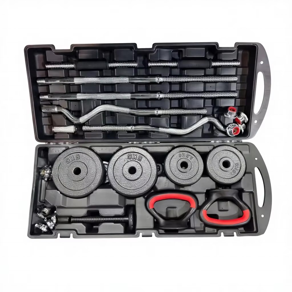 Home Gym Fitness Weightlifting 58kg Cast Iron Dumbbell Box Adjustable Black Painted Dumbbell Barbell Set for Strength Training - Image 5