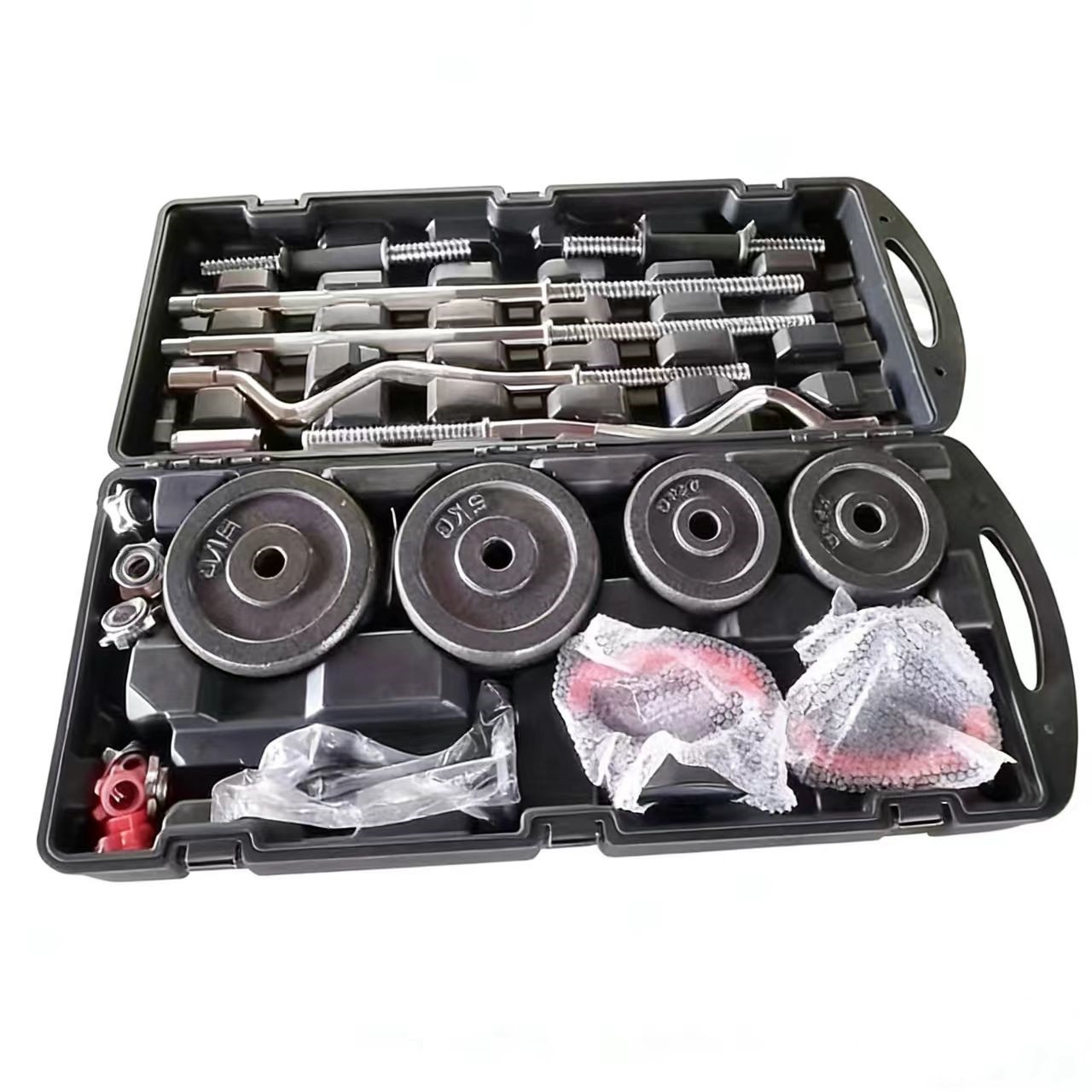 Home Gym Fitness Weightlifting 58kg Cast Iron Dumbbell Box Adjustable Black Painted Dumbbell Barbell Set for Strength Training - Image 6