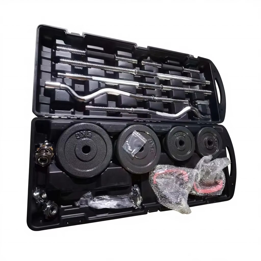 Home Gym Fitness Weightlifting 58kg Cast Iron Dumbbell Box Adjustable Black Painted Dumbbell Barbell Set for Strength Training - Image 8